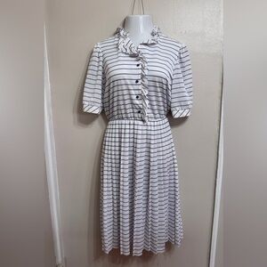 Vintage Striped‎ White and Navy Women's Dress